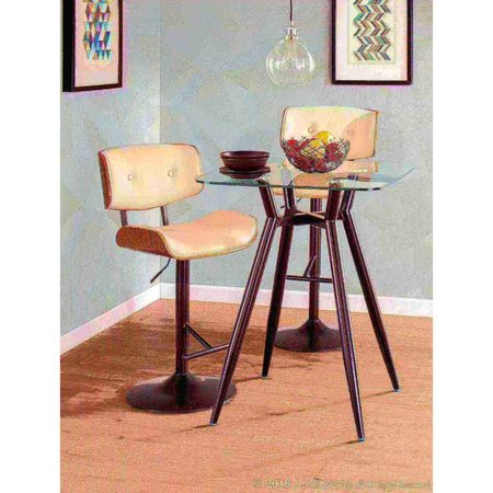 Lumisource Lombardi Adjustable Swivel Barstool in Walnut with Cream Faux Leather BS-JY-LMB WL+CR